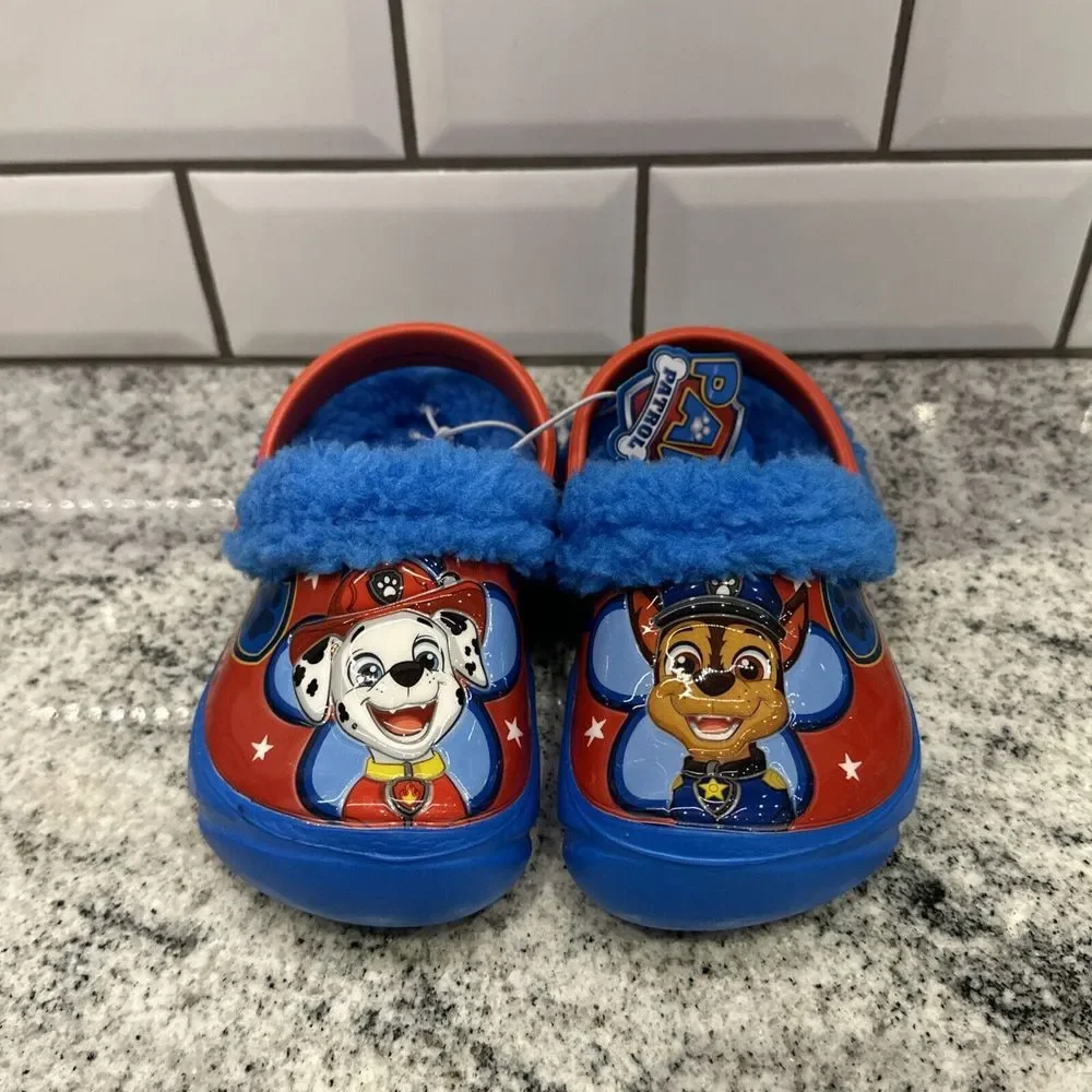 New Clogs Paw Patrol Patch Clog Red Blue US‎ TODDLER C 5/6 Croc Slip On Fleece
